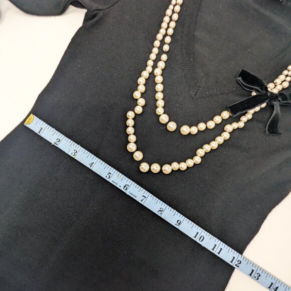 Moschino Cheap and Chic Wool Sweater Size 6 Black w Pearls Velvet Bow 2014 - Picture 9 of 16